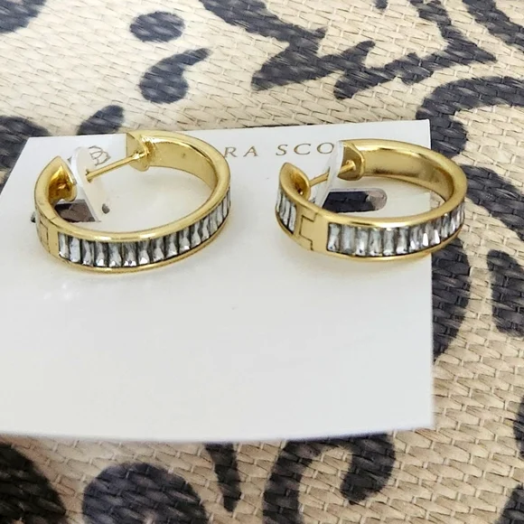 SOLD!!!    Kendra Scott  Crystal & Gold Hoop Earrings - Picture 5 of 8